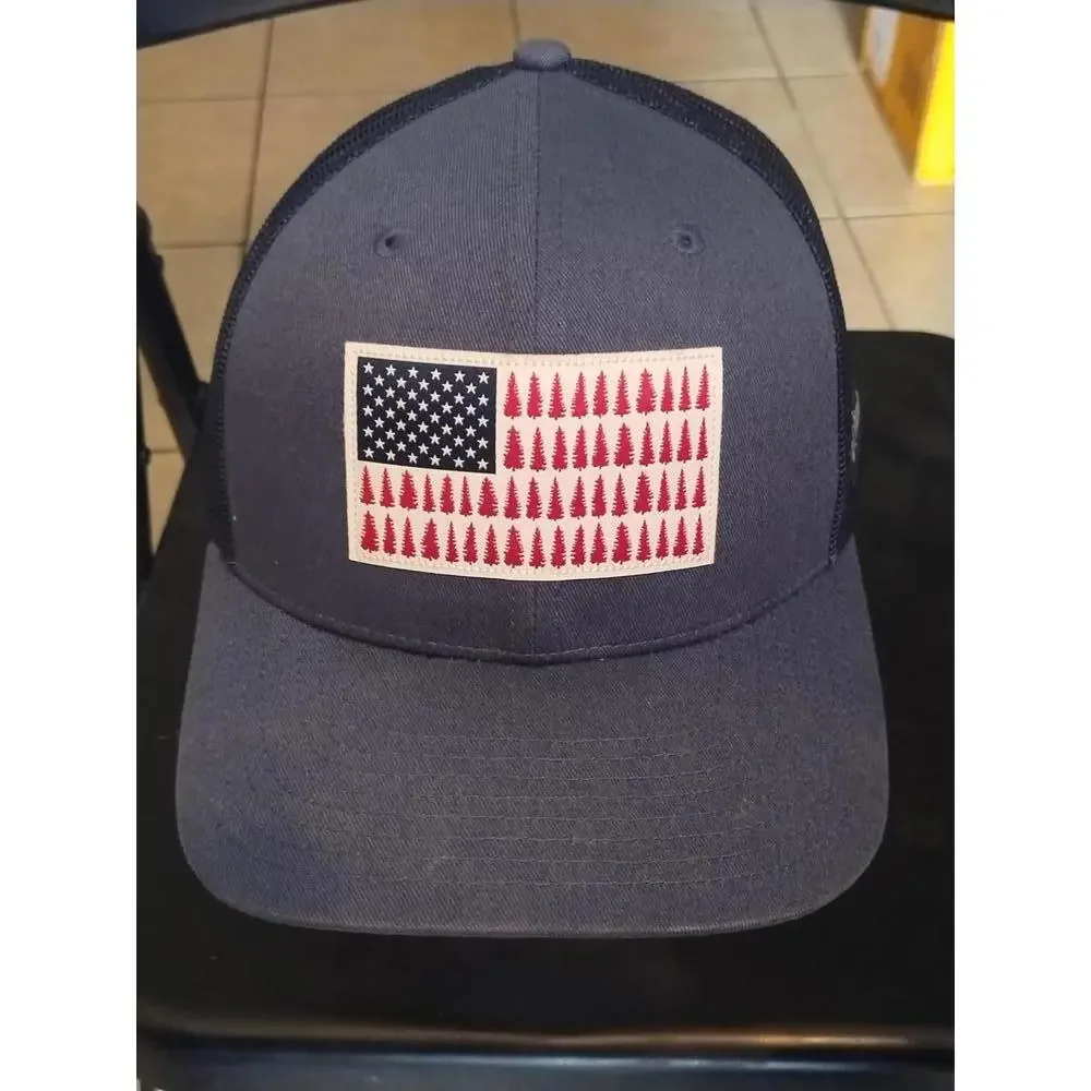 Columbia Hat with Mesh Back American Flag & Tree One Size lot of 2